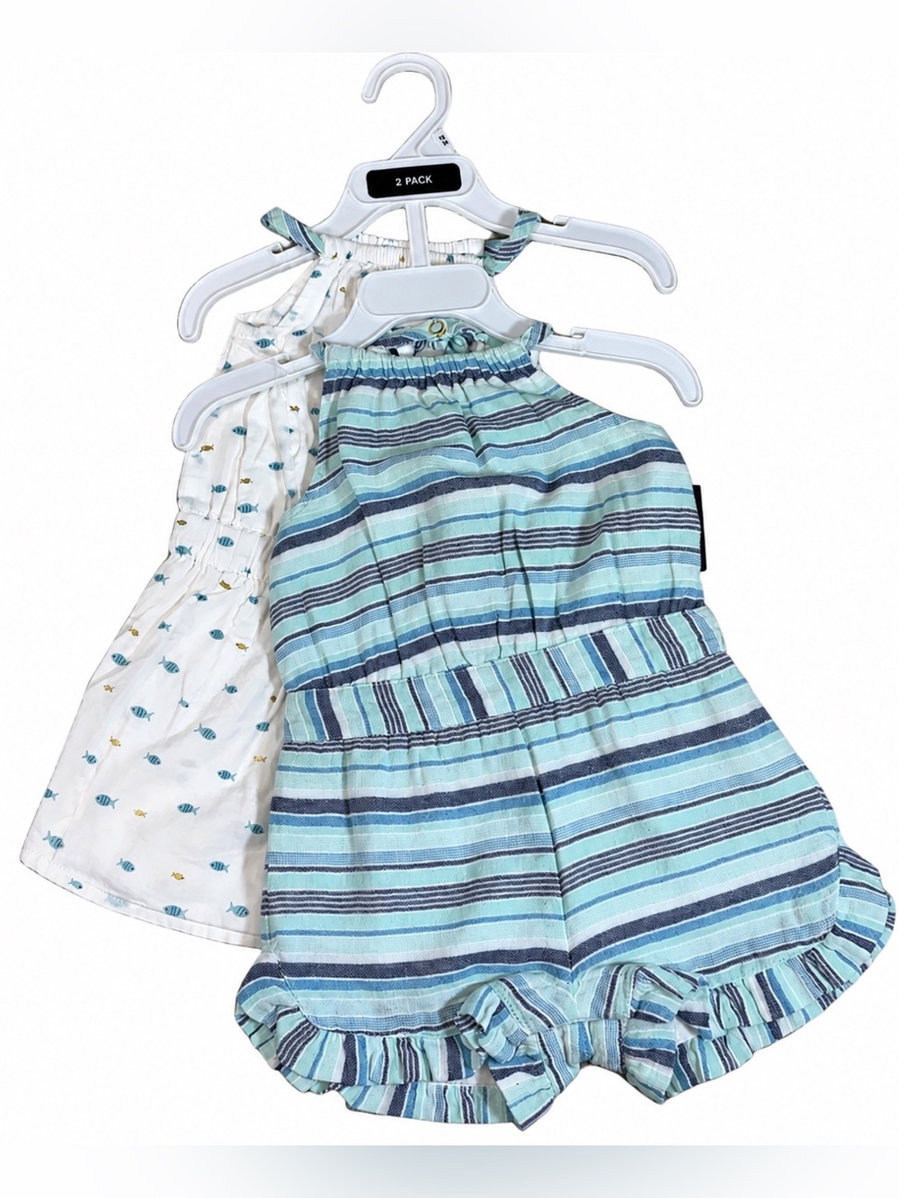 Cynthia Rowley Baby Girls 2-Pack Cotton Halter Rompers | 12M | NWT